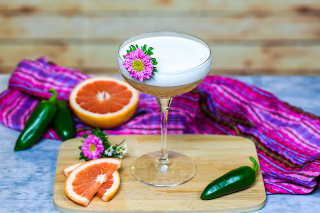 Spicy Grapefruit Sour tequila cocktail