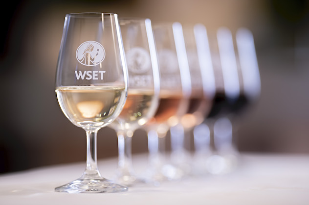 wine glasses with WSET logo