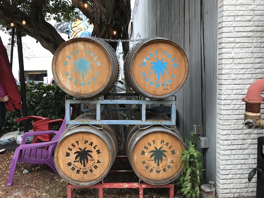 Kegs outside of the West Palm Beach Brewery and Wine Vault.
