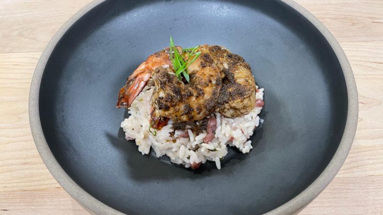 Caribbean Jerk Shrimp and coconut rice and beans