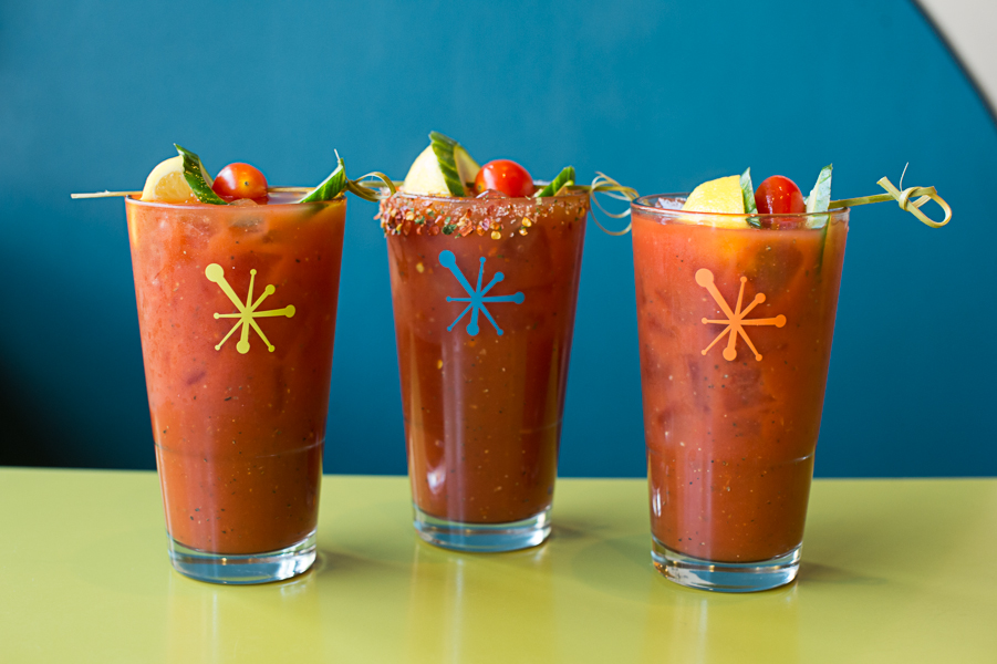 The Snooze drink menu includes six different Bloody Mary riffs.
