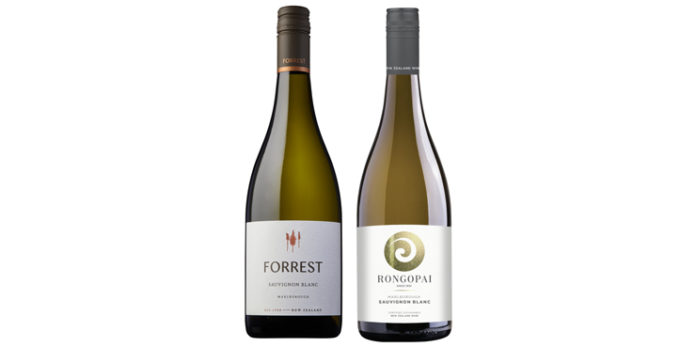 bottles of Forrest Wines and Rongopai wines