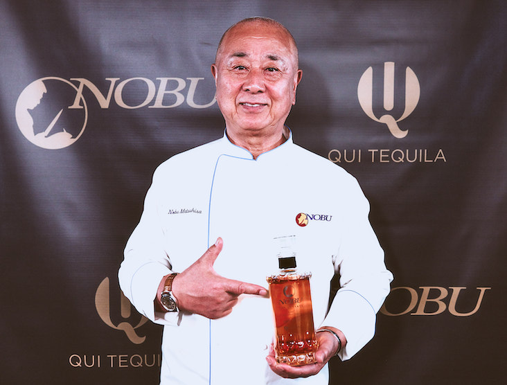Chef Nobu Matsuhisa with the Nobu Rare 2008 Reserve by QUI Tequila