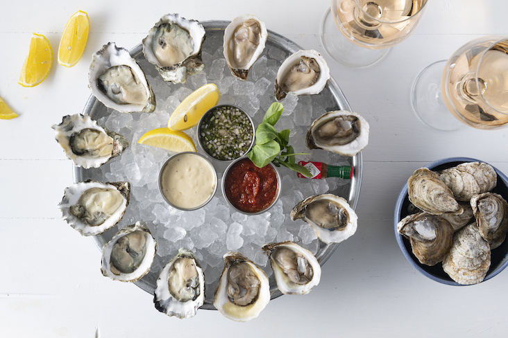 An oyster platter at The Hampton Social