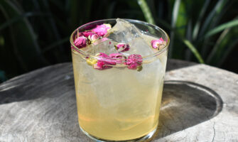 Rhubarb Rose G&T cocktail