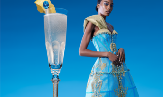 a French 75-inspired haute couture gown
