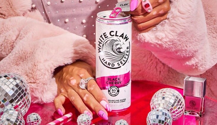 White Claw Black-Cherry Bliss can with matching nail polish