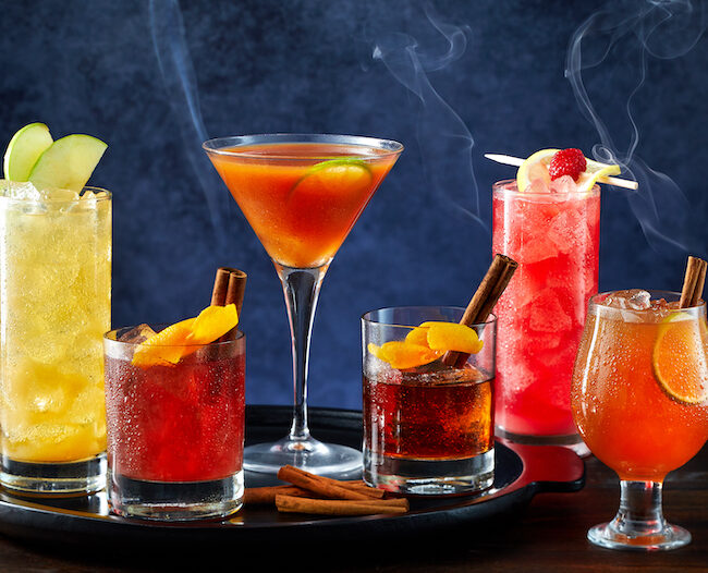 A lineup of cocktails from Firebirds Wood Fired Grill