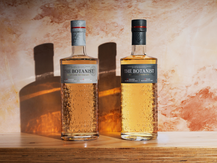 Bottles of The Botanist's Cask Rested and Cask Aged gins