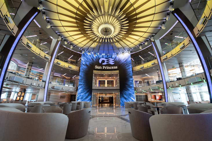 the suspended glass Sphere Piazza on the Sun Princess